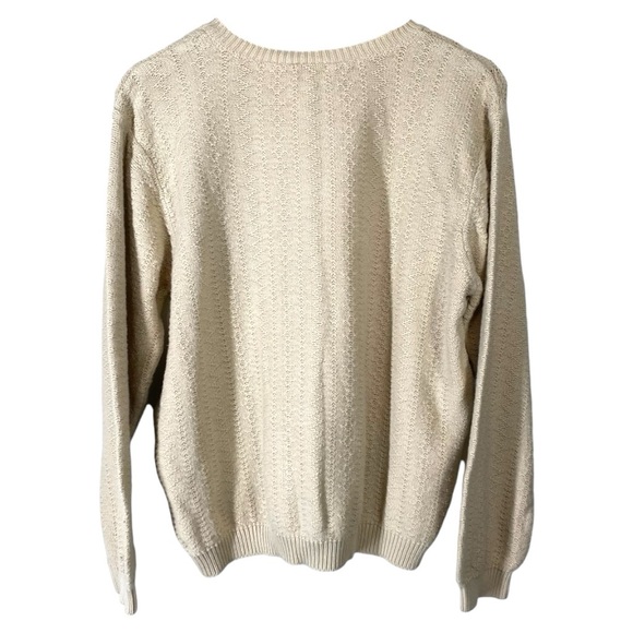 TALBOTS Beige Long Sleeve Cotton Knit Crewneck Sweater size Large - Picture 2 of 5